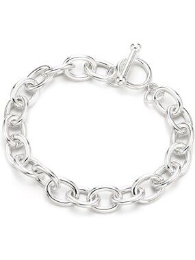 Chunky Oval Link Bracelet for Women | Stainless Steel Rolo Chain with Toggle